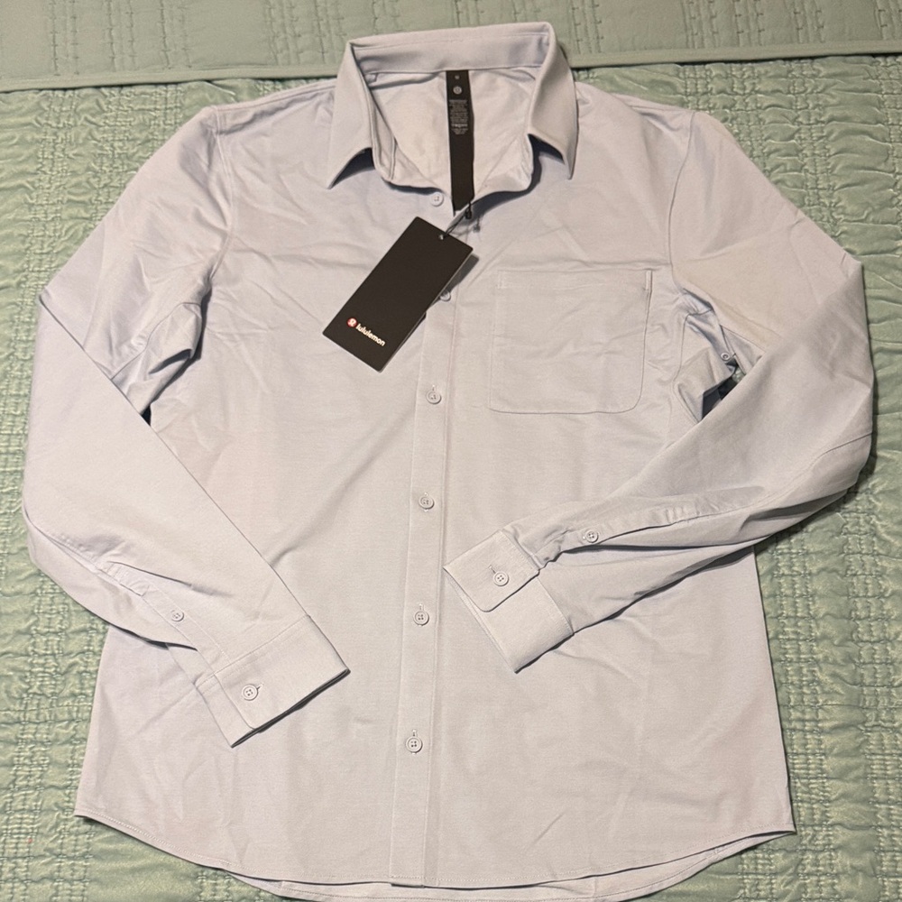 Lululemon Mens Light Blue Commission Button-Up long sleeve Shirt, Medium - Picture 4 of 5
